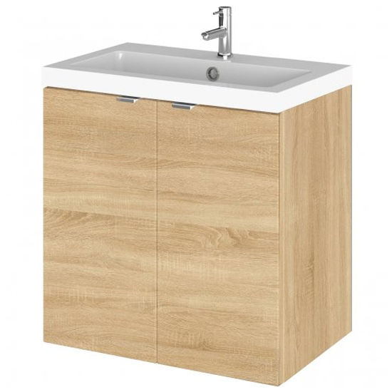 Read more about Fuji 50cm 2 doors wall vanity with basin 1 in natural oak