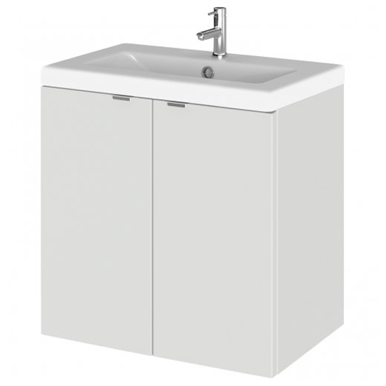 Product photograph of Fuji 50cm 2 Doors Wall Vanity With Basin 2 In Gloss Grey Mist from Furniture in Fashion