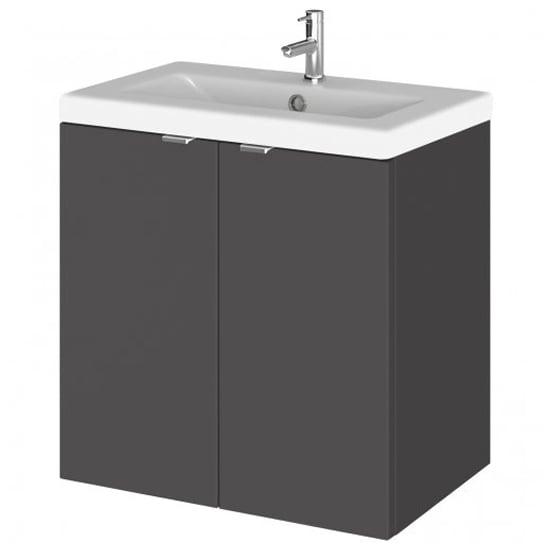 Product photograph of Fuji 50cm 2 Doors Wall Vanity With Basin 2 In Gloss Grey from Furniture in Fashion