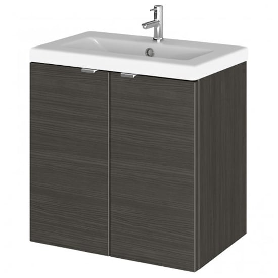 Product photograph of Fuji 50cm 2 Doors Wall Vanity With Basin 2 In Hacienda Black from Furniture in Fashion