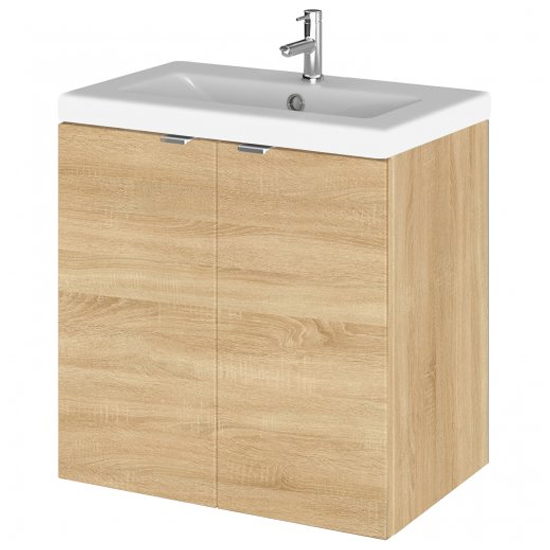 Product photograph of Fuji 50cm 2 Doors Wall Vanity With Basin 2 In Natural Oak from Furniture in Fashion