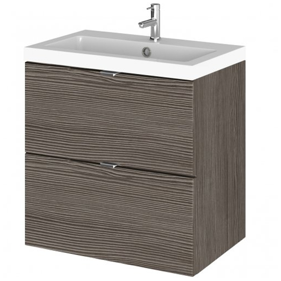 Read more about Fuji 50cm 2 drawers wall vanity with basin 1 in brown grey