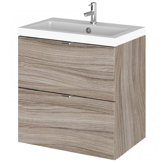 Fuji 50cm 2 Drawers Wall Vanity With Basin 1 In Driftwood