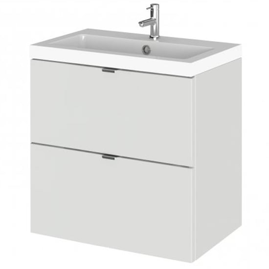Fuji 50cm 2 Drawers Wall Vanity With Basin 1 In Gloss Grey Mist