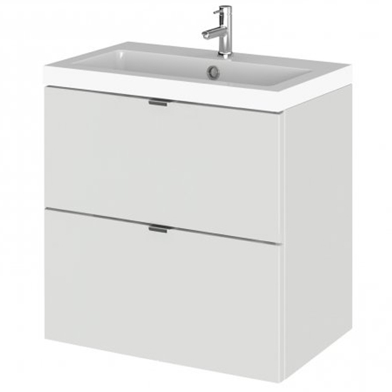 Photo of Fuji 50cm 2 drawers wall vanity with basin 1 in gloss grey mist