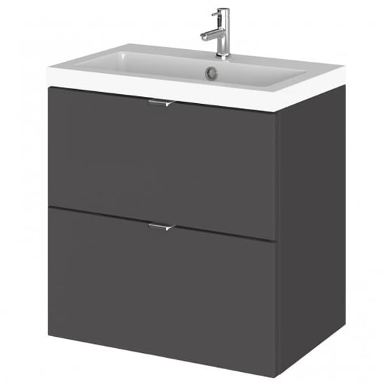 Photo of Fuji 50cm 2 drawers wall vanity with basin 1 in gloss grey