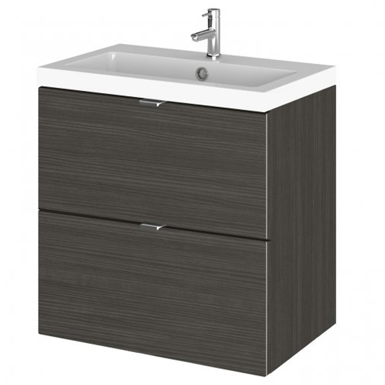 Fuji 50cm 2 Drawers Wall Vanity With Basin 1 In Hacienda Black