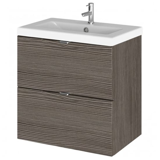 Read more about Fuji 50cm 2 drawers wall vanity with basin 2 in brown grey