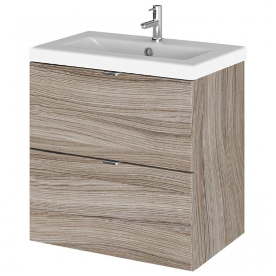 Fuji 50cm 2 Drawers Wall Vanity With Basin 2 In Driftwood
