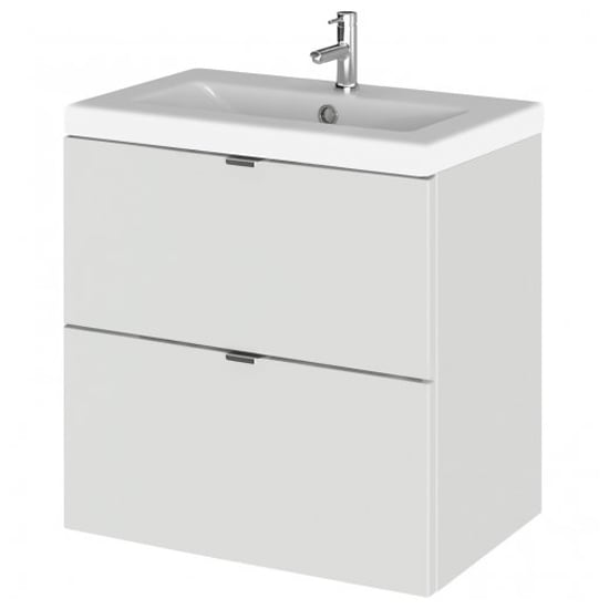 Product photograph of Fuji 50cm 2 Drawers Wall Vanity With Basin 2 In Gloss Grey Mist from Furniture in Fashion