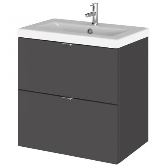 Photo of Fuji 50cm 2 drawers wall vanity with basin 2 in gloss grey