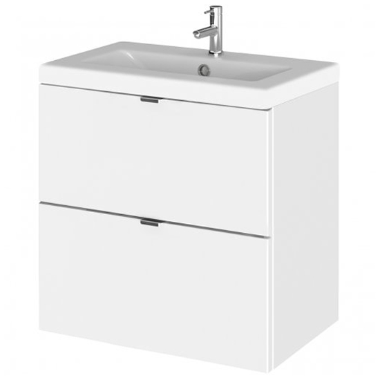 Photo of Fuji 50cm 2 drawers wall vanity with basin 2 in gloss white