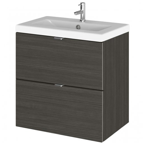 Fuji 50cm 2 Drawers Wall Vanity With Basin 2 In Hacienda Black