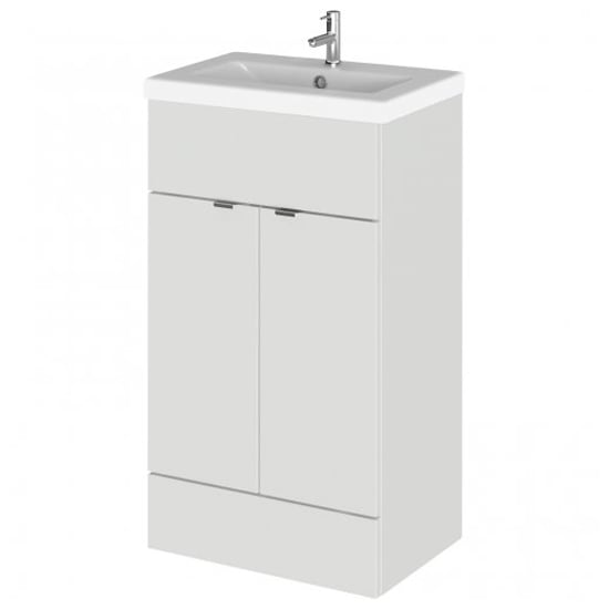 Read more about Fuji 50cm vanity unit with ceramic basin in gloss grey mist