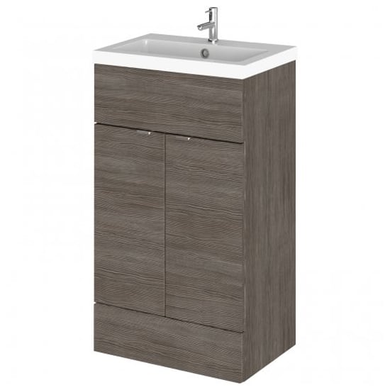 Read more about Fuji 50cm vanity unit with polymarble basin in brown grey avola