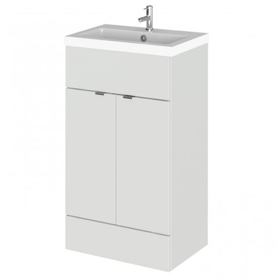 Read more about Fuji 50cm vanity unit with polymarble basin in gloss grey mist