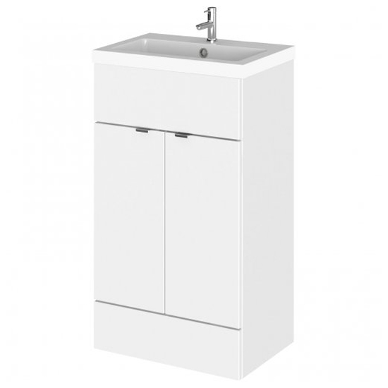 Read more about Fuji 50cm vanity unit with polymarble basin in gloss white