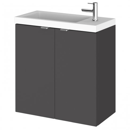 Photo of Fuji 50cm wall hung vanity unit with basin in gloss grey