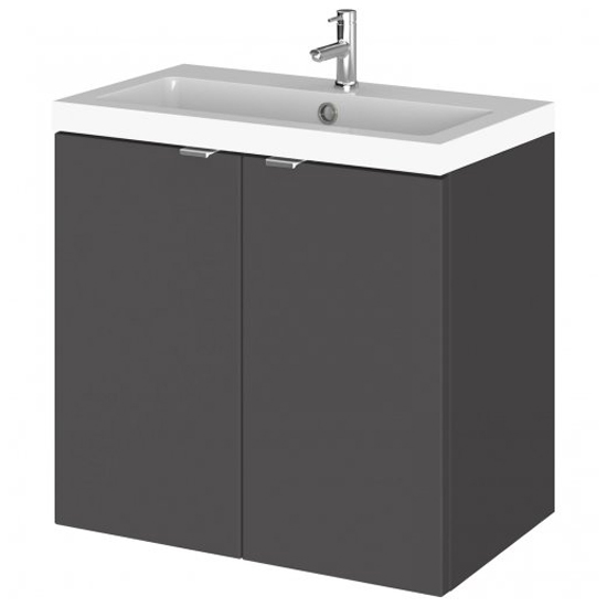 Read more about Fuji 60cm 2 doors wall vanity with basin 1 in gloss grey