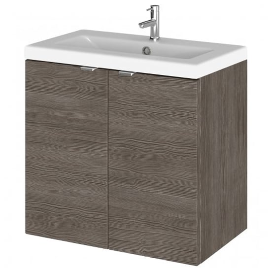 Product photograph of Fuji 60cm 2 Doors Wall Vanity With Basin 2 In Brown Grey Avola from Furniture in Fashion