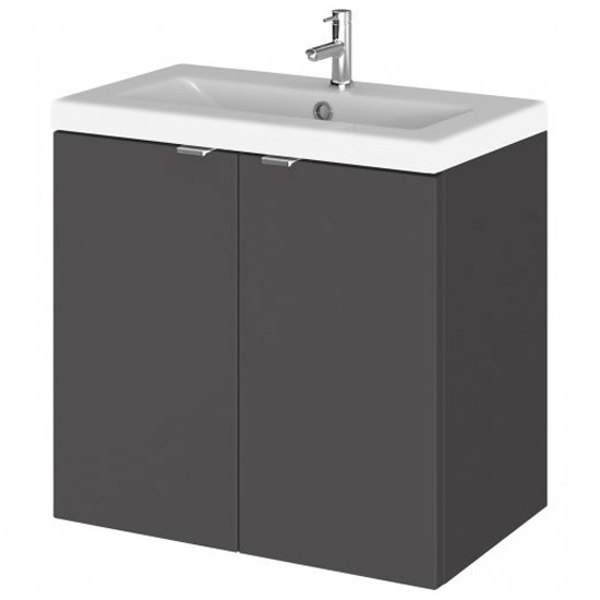 Read more about Fuji 60cm 2 doors wall vanity with basin 2 in gloss grey