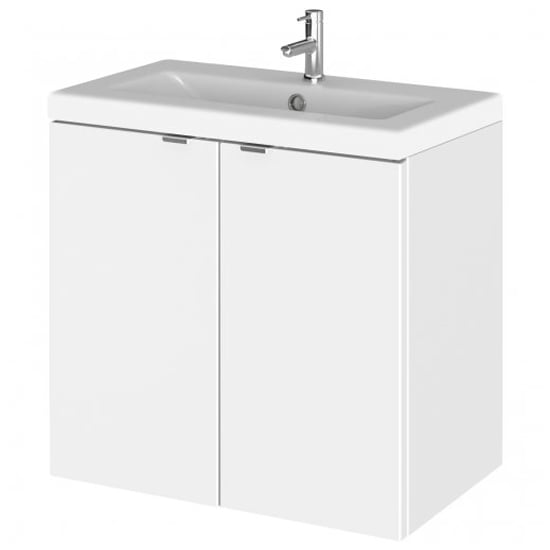 Product photograph of Fuji 60cm 2 Doors Wall Vanity With Basin 2 In Gloss White from Furniture in Fashion