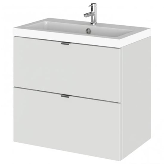 Fuji 60cm 2 Drawers Wall Vanity With Basin 1 In Gloss Grey Mist