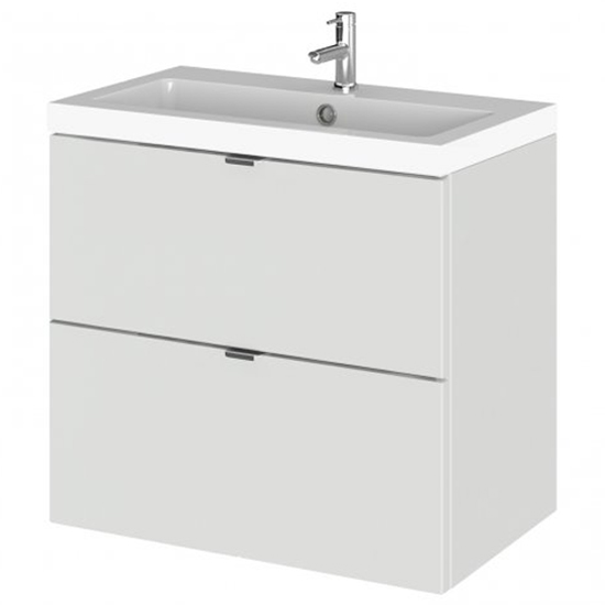 Product photograph of Fuji 60cm 2 Drawers Wall Vanity With Basin 1 In Gloss Grey Mist from Furniture in Fashion