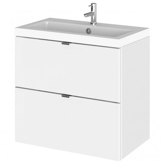 Product photograph of Fuji 60cm 2 Drawers Wall Vanity With Basin 1 In Gloss White from Furniture in Fashion