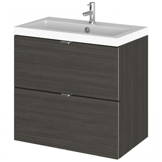 Fuji 60cm 2 Drawers Wall Vanity With Basin 1 In Hacienda Black