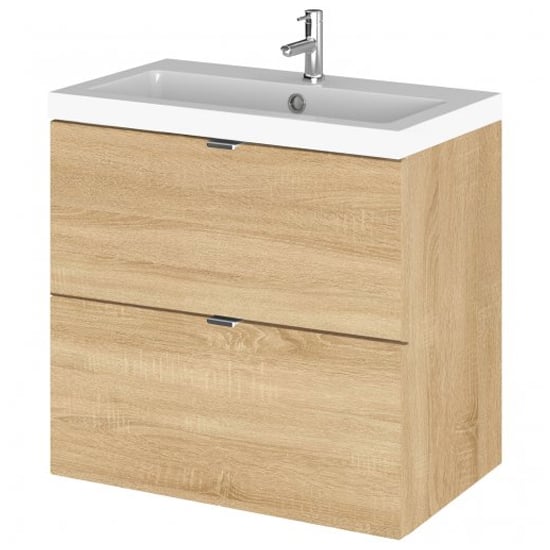 Read more about Fuji 60cm 2 drawers wall vanity with basin 1 in natural oak