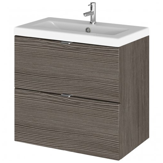 Fuji 60cm 2 Drawers Wall Vanity With Basin 2 In Brown Grey
