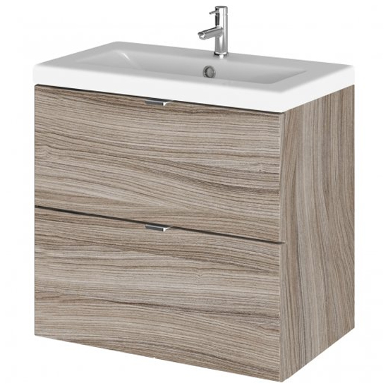 Fuji 60cm 2 Drawers Wall Vanity With Basin 2 In Driftwood