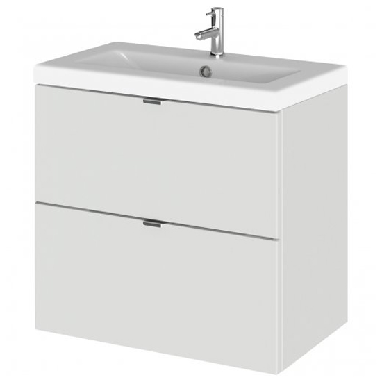 Fuji 60cm 2 Drawers Wall Vanity With Basin 2 In Gloss Grey Mist