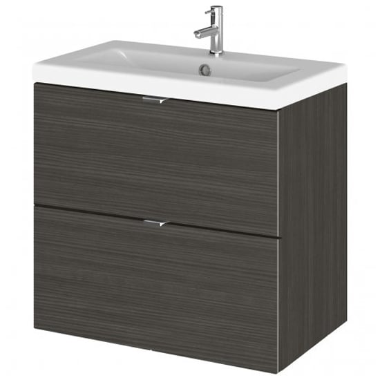 Read more about Fuji 60cm 2 drawers wall vanity with basin 2 in hacienda black