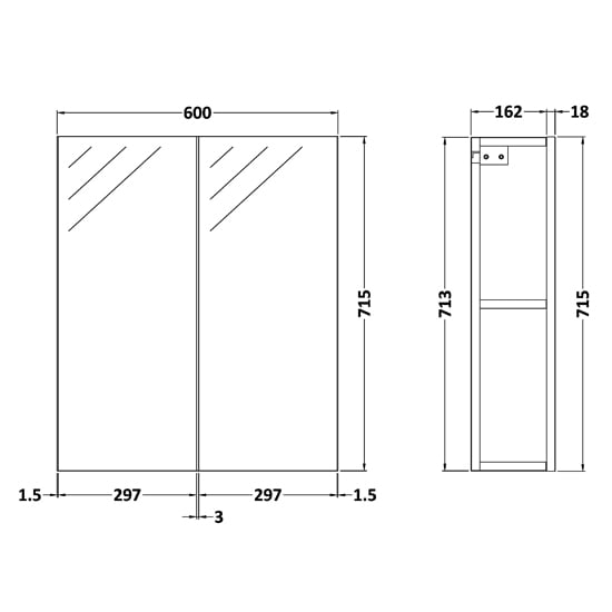 Fuji 60cm Mirrored Cabinet In Brown Grey Avola With 2 Doors_2
