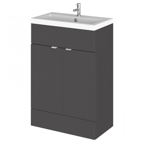 Product photograph of Fuji 60cm Vanity Unit With Polymarble Basin In Gloss Grey from Furniture in Fashion