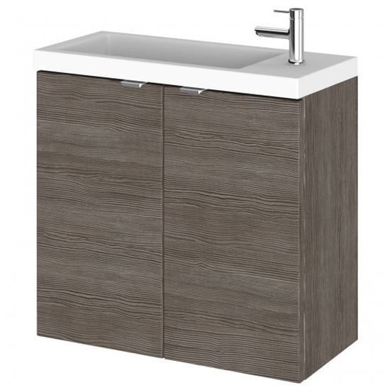 Photo of Fuji 60cm wall hung vanity unit with basin in brown grey avola