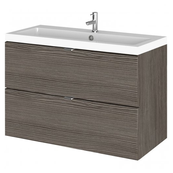 Fuji 80cm 2 Drawers Wall Vanity With Basin 1 In Brown Grey