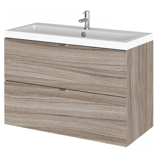 Fuji 80cm 2 Drawers Wall Vanity With Basin 1 In Driftwood