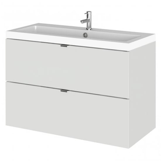 Read more about Fuji 80cm 2 drawers wall vanity with basin 1 in gloss grey mist