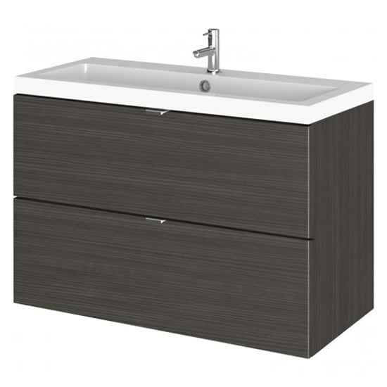 Read more about Fuji 80cm 2 drawers wall vanity with basin 1 in hacienda black
