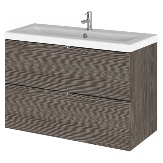 Read more about Fuji 80cm 2 drawers wall vanity with basin 2 in brown grey