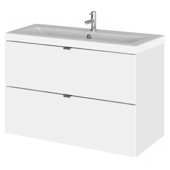 Fuji 80cm 2 Drawers Wall Vanity With Basin 2 In Gloss White