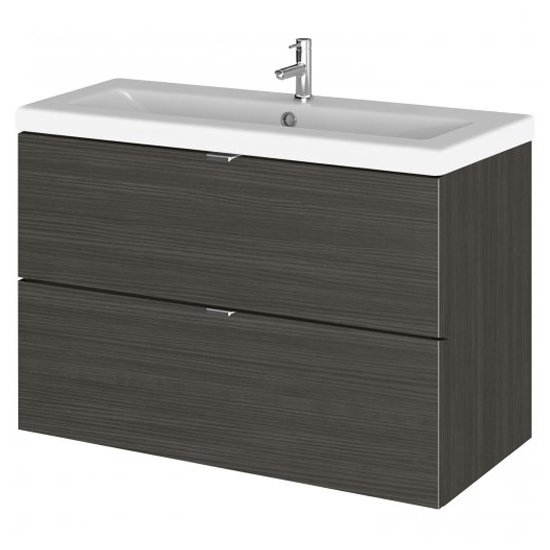 Fuji 80cm 2 Drawers Wall Vanity With Basin 2 In Hacienda Black