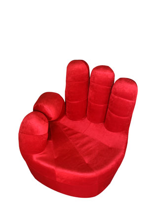 Fuji Funky Hand Shaped Novelty Chair In Deep Red Fabric