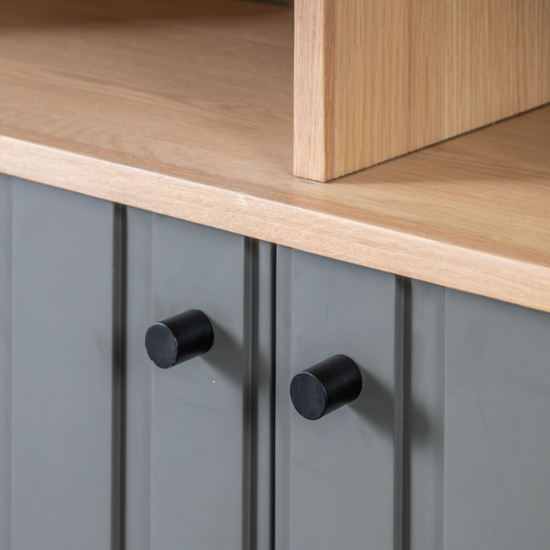 Fujiya Wooden Open Display Cabinet In Natural Oak And Grey