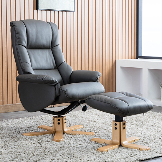Read more about Fula plush swivel recliner chair footstool in charcoal