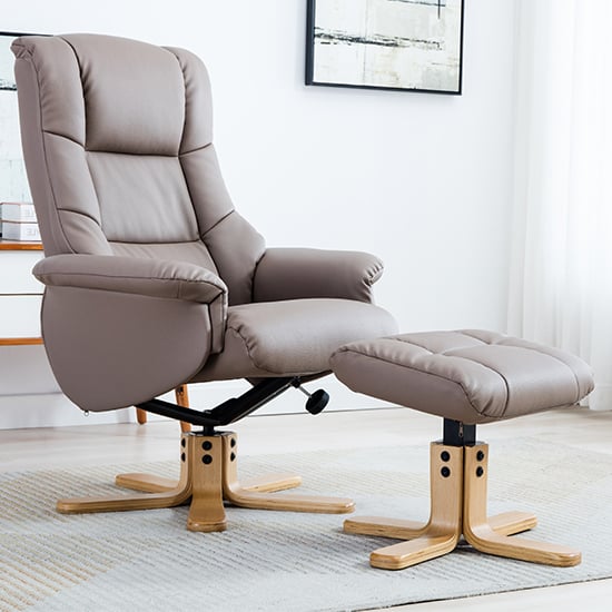 Read more about Fula plush swivel recliner chair and footstool in earth