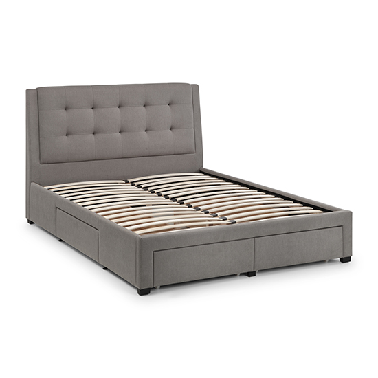 Fauna Linen Super King Size Bed With 4 Drawers In Grey Furniture in